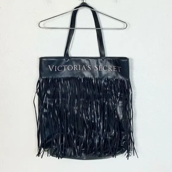 Victoria’s Secret Black Fringe Tote Bag - Picture 2 of 5